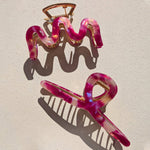 Haarklem Wave Goudkleurig Fuchsia Ombre