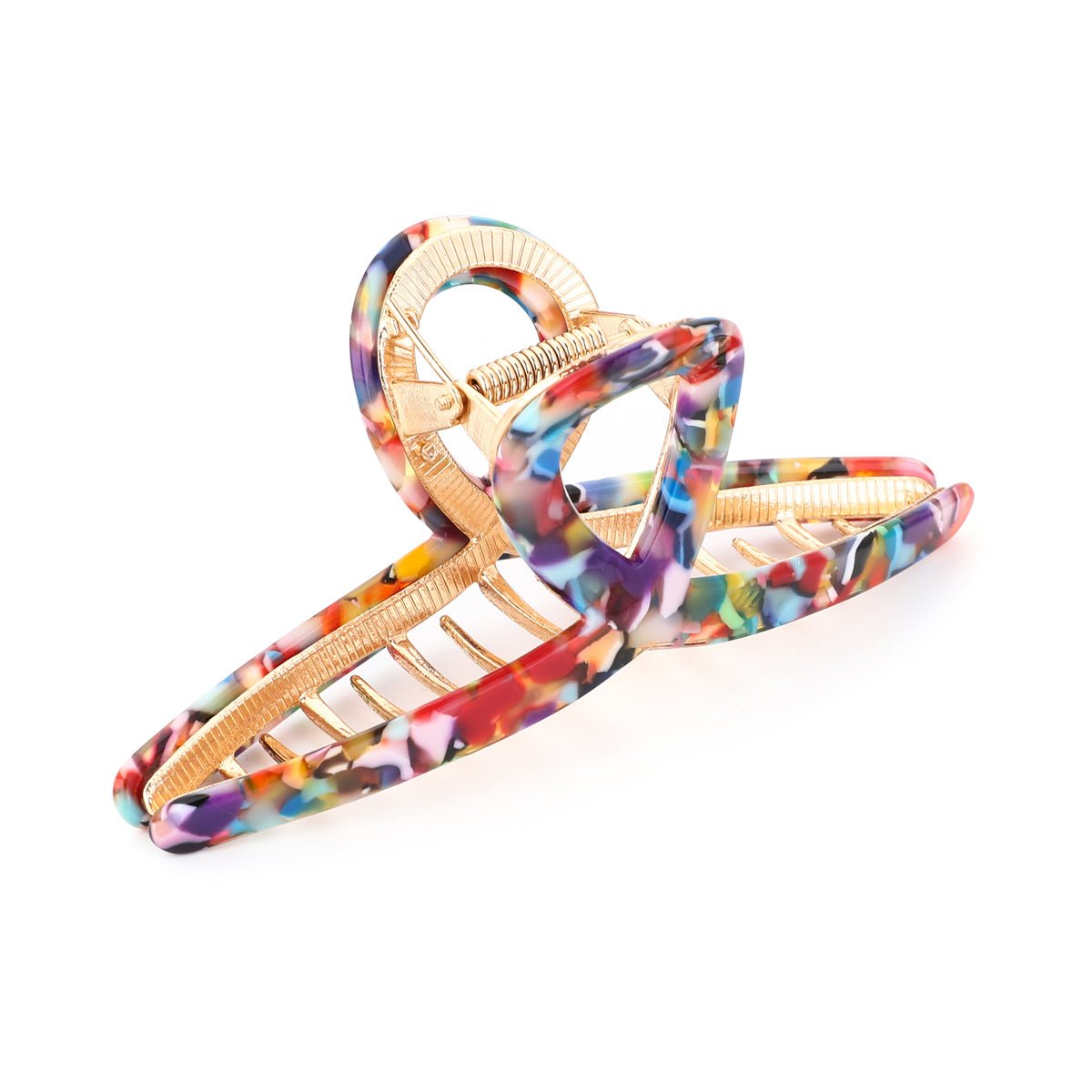 Haarklem Elegant Swirl Goudkleurig & Rainbow