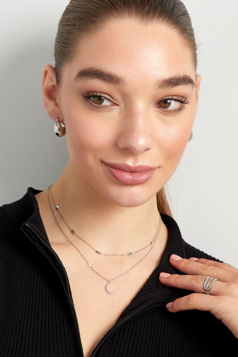 Moon & Star Ketting Zilverkleurig