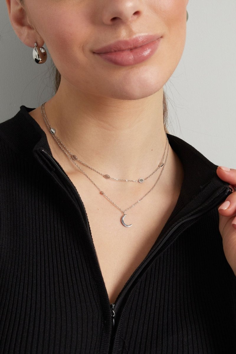 Moon & Star Ketting Zilverkleurig