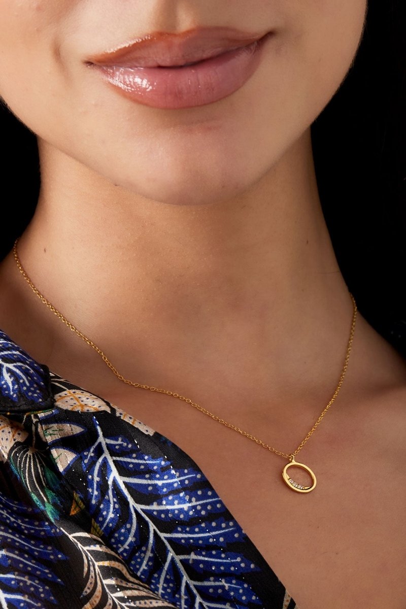 Half Moon Stones Ketting Goudkleurig - 925 silver