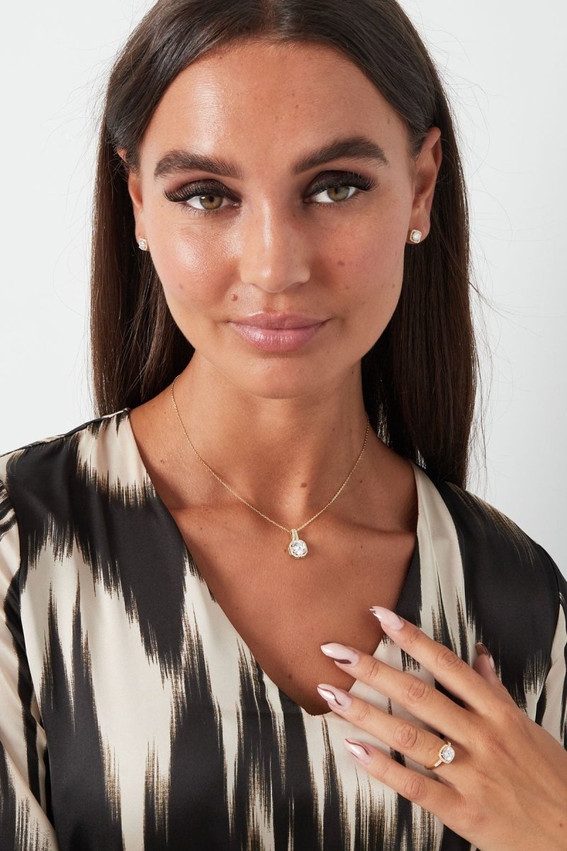 Square Stone Ketting Zilverkleurig - 925 silver