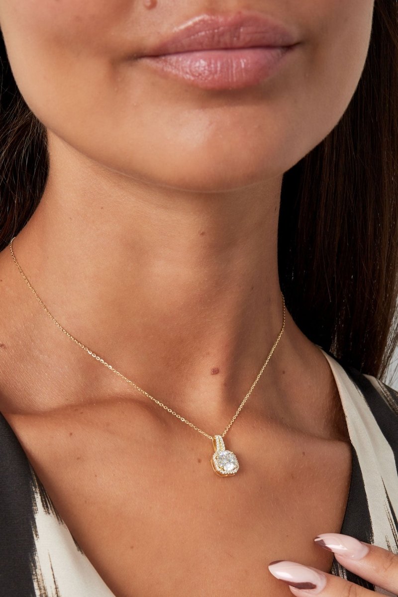 Square Stone Ketting Zilverkleurig - 925 silver