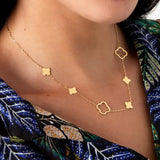 Clovers All Over Necklace Gold