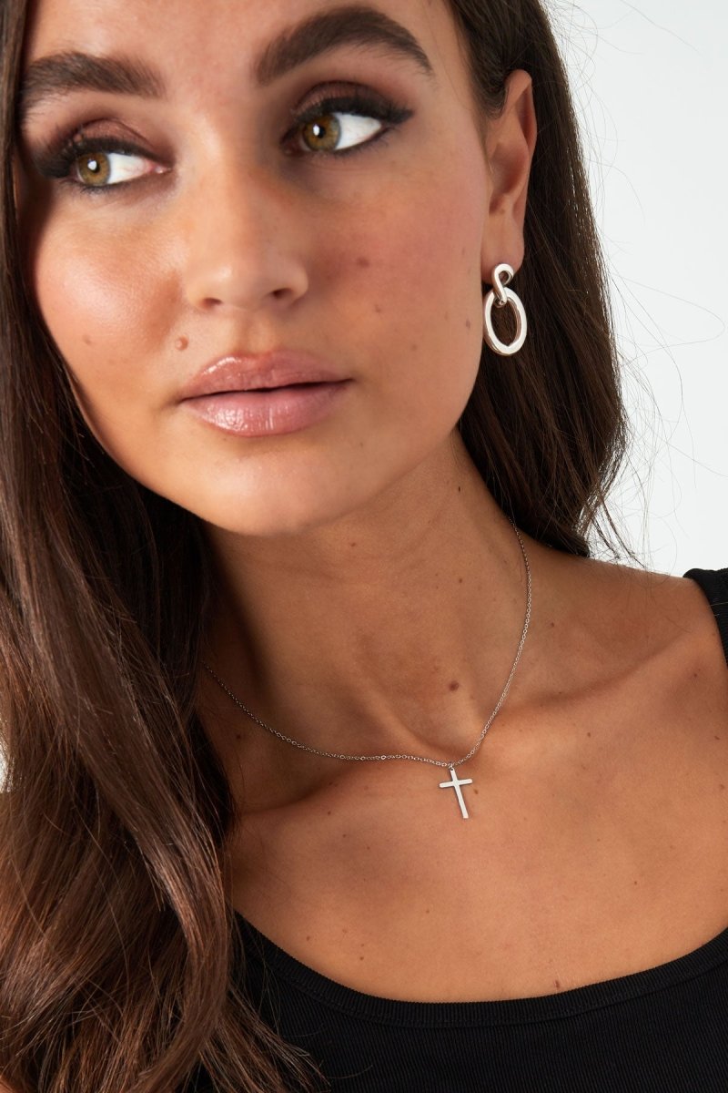 Cross Charm Ketting Zilverkleurig