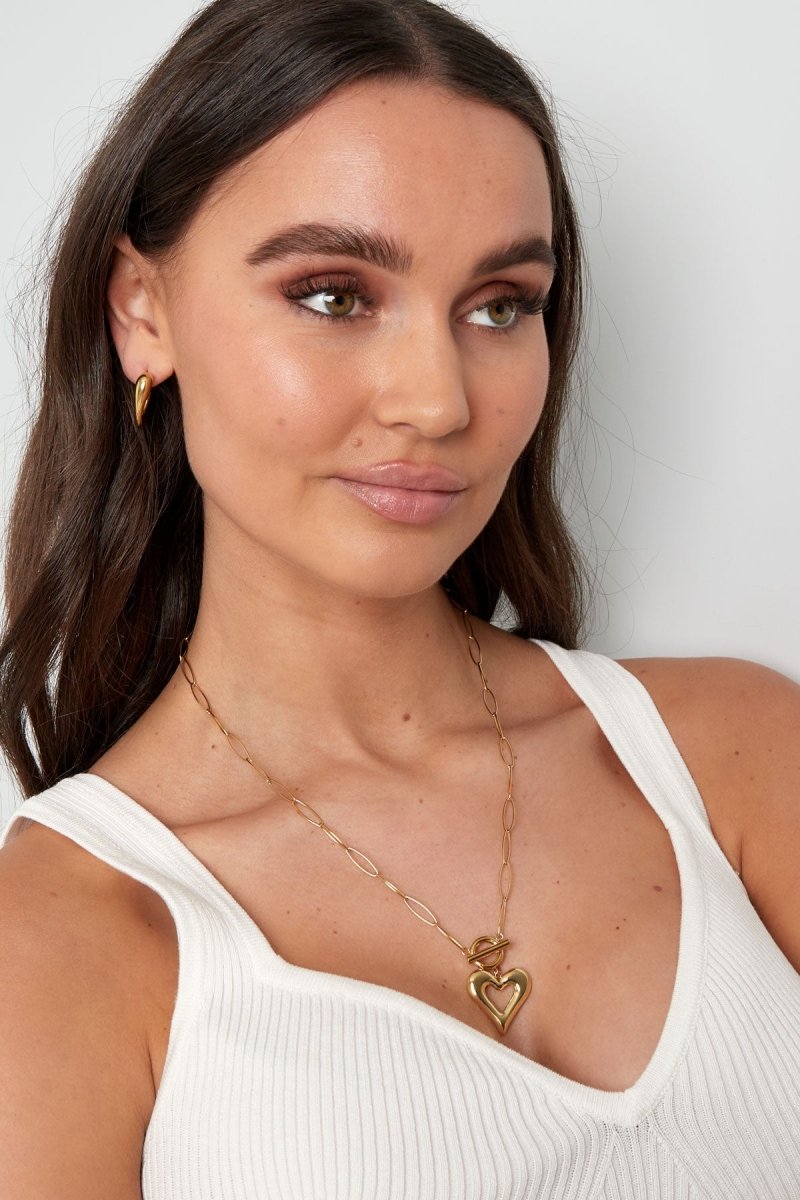 Link Chain Thick Heart Ketting Goudkleurig