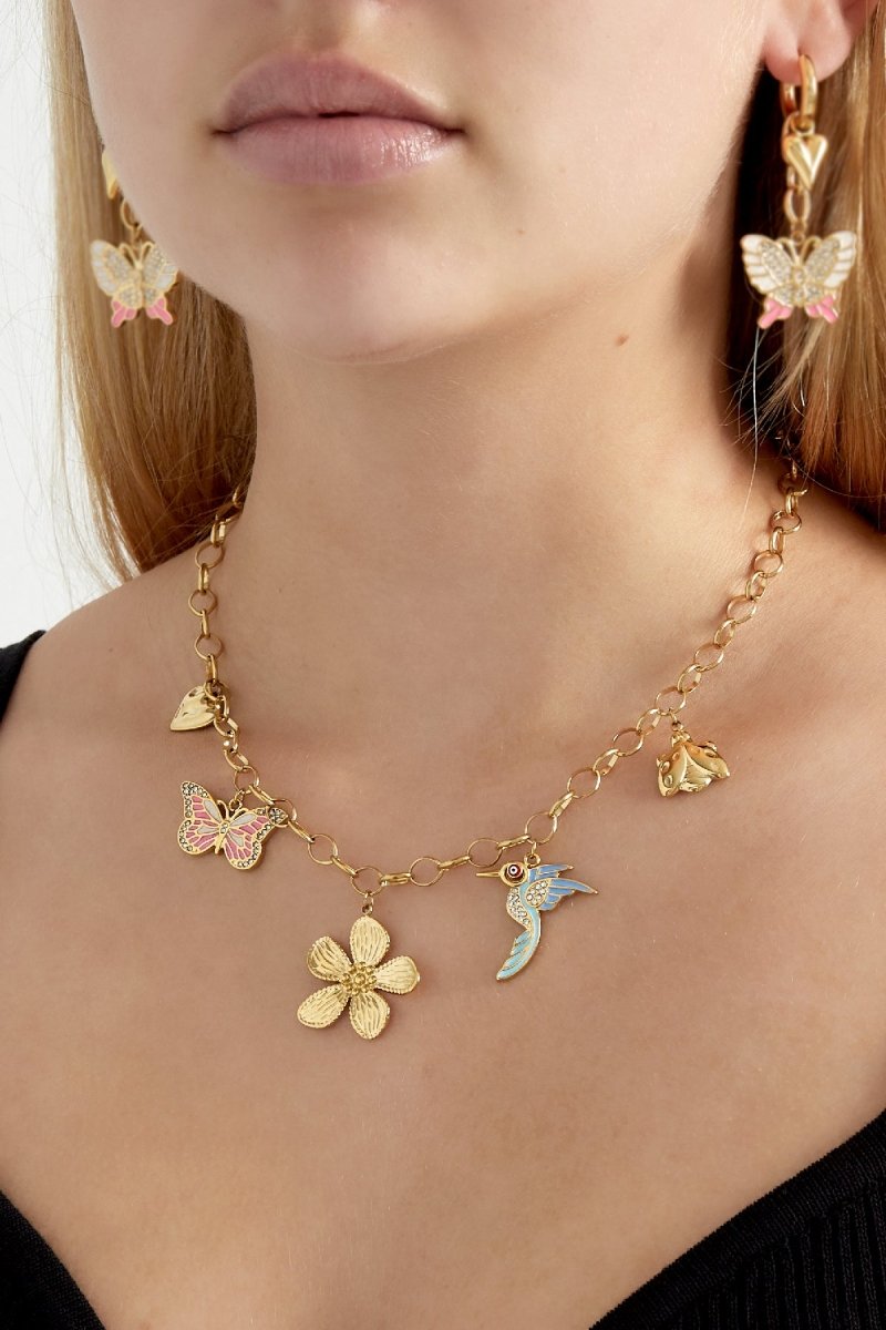 Wild Floral Charms Ketting Goudkleurig