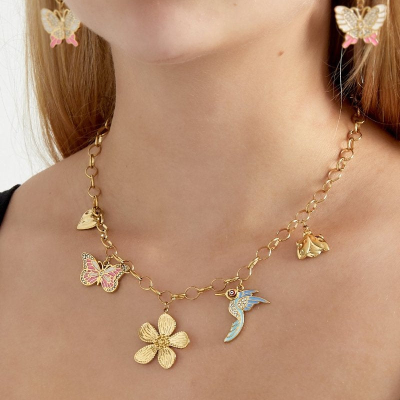 Wild Floral Charms Ketting Goudkleurig