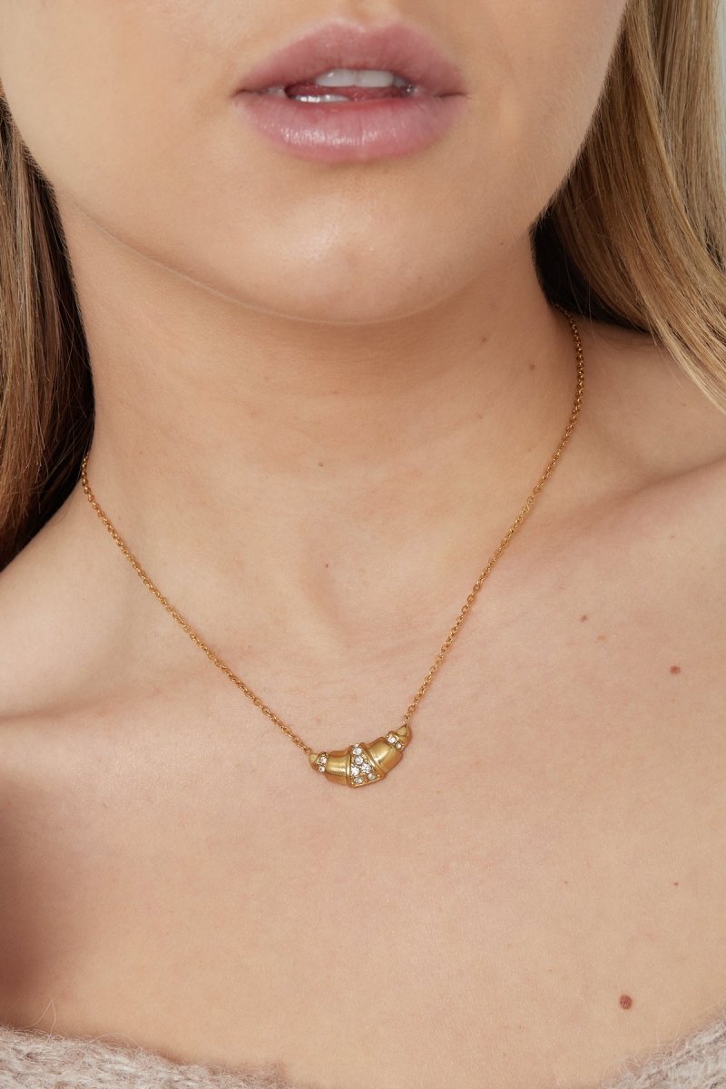 Glitter Croissant Ketting Goudkleurig