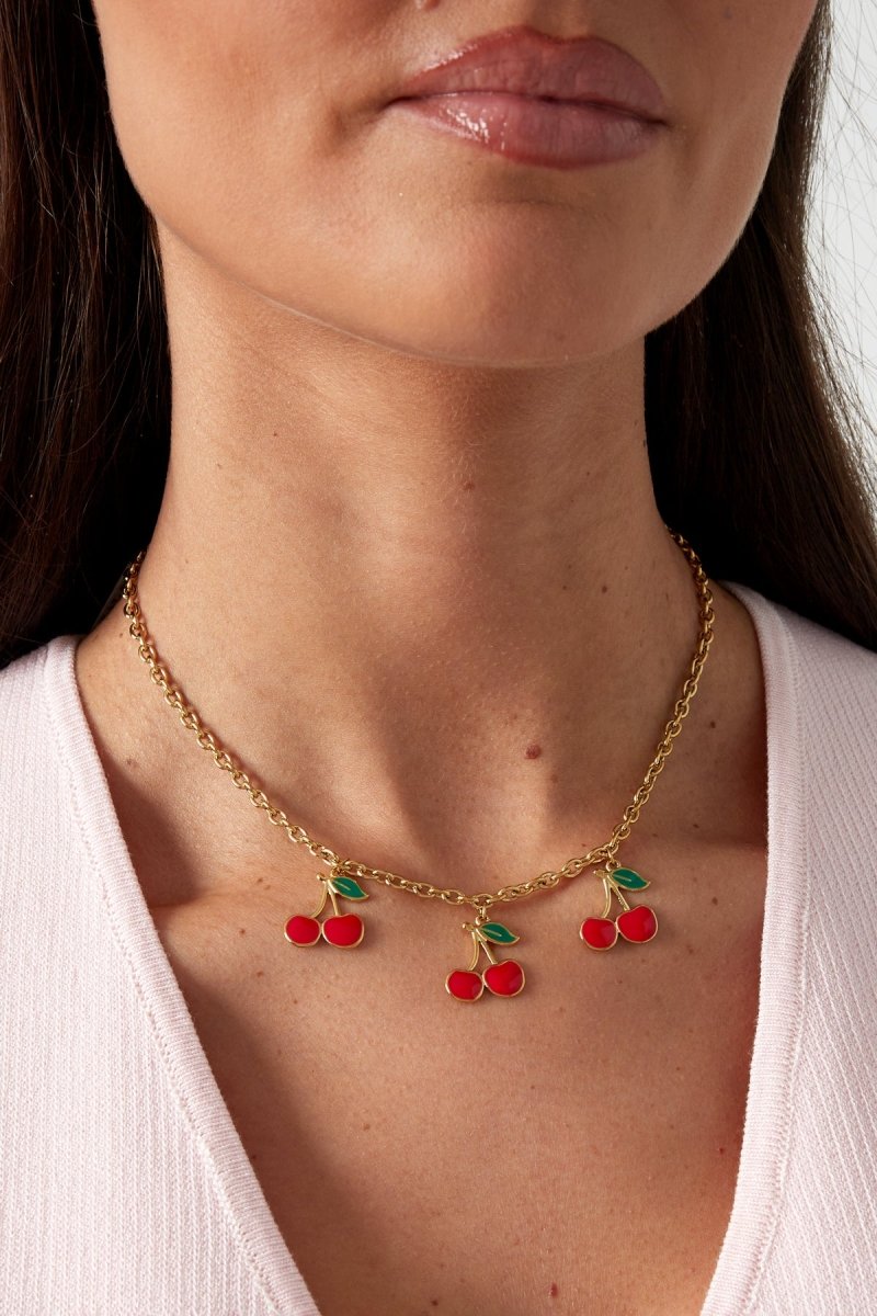 Triple Cherry Ketting Goudkleurig