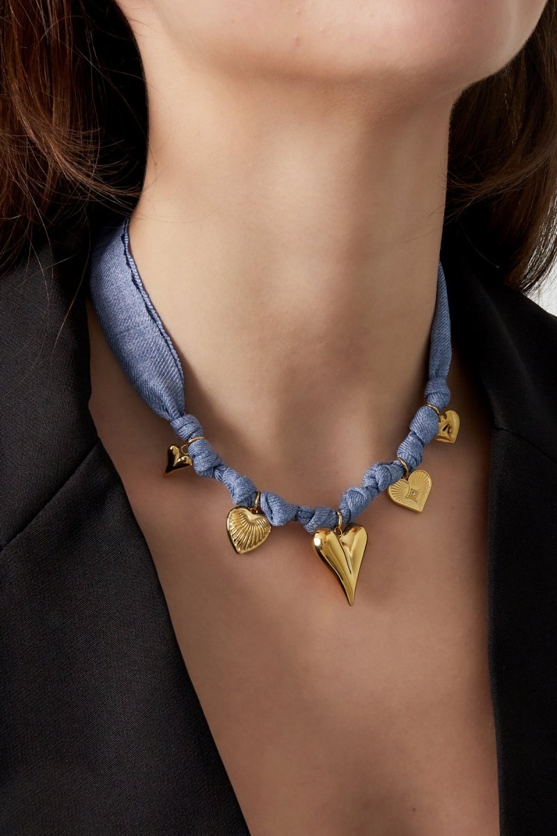 Color Bliss Heart Fuchsia Ketting Goudkleurig
