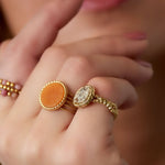 Statement Ring Goudkleurig Green Stone