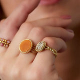 Statement Ring Goudkleurig Green Stone