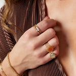 Statement Ring Goudkleurig Green Stone