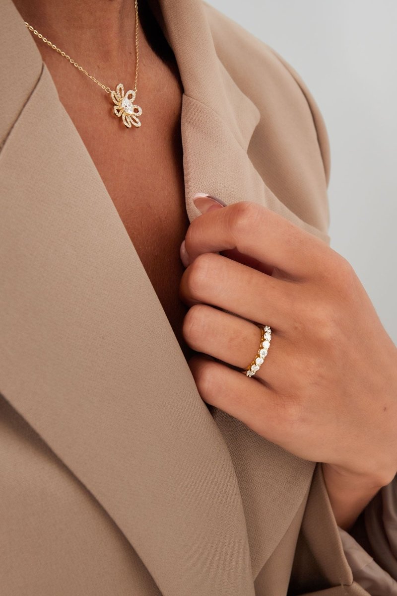 Small Stones in a Row Ring Goudkleurig - 925 silver