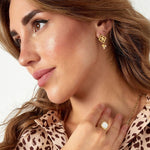 Rectangular Stone Ring Roze Goudkleurig