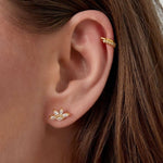 Shiny Half Flower Oorbellen Goudkleurig - 925 silver