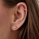 Shiny Half Flower Oorbellen Goudkleurig - 925 silver