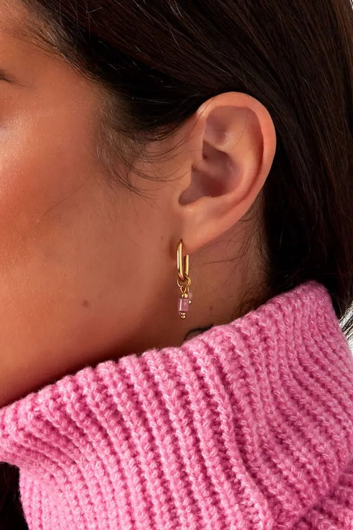 Pink Beads Oorbellen Goudkleurig