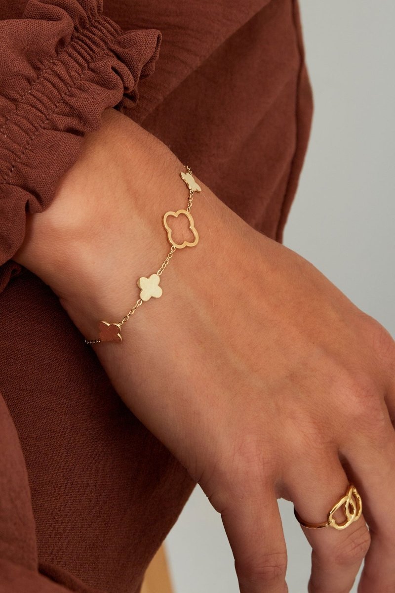 Big Clovers Armband Zilverkleurig