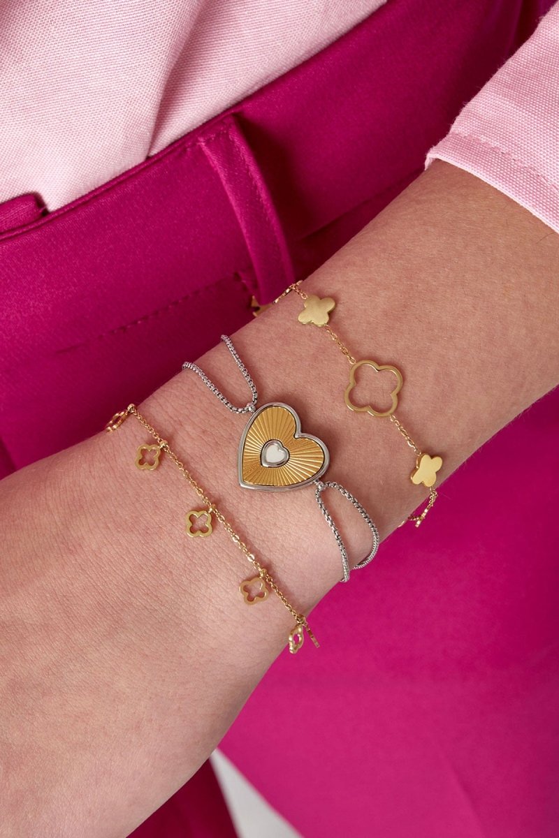 Big Clovers Armband Zilverkleurig