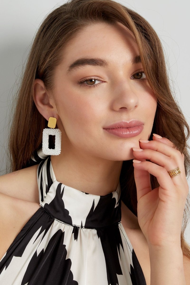 Rectangular Statement Oorbellen White