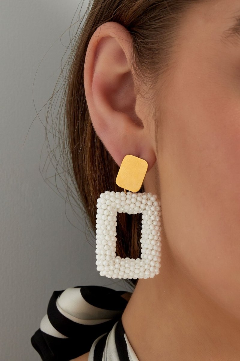 Rectangular Statement Oorbellen White