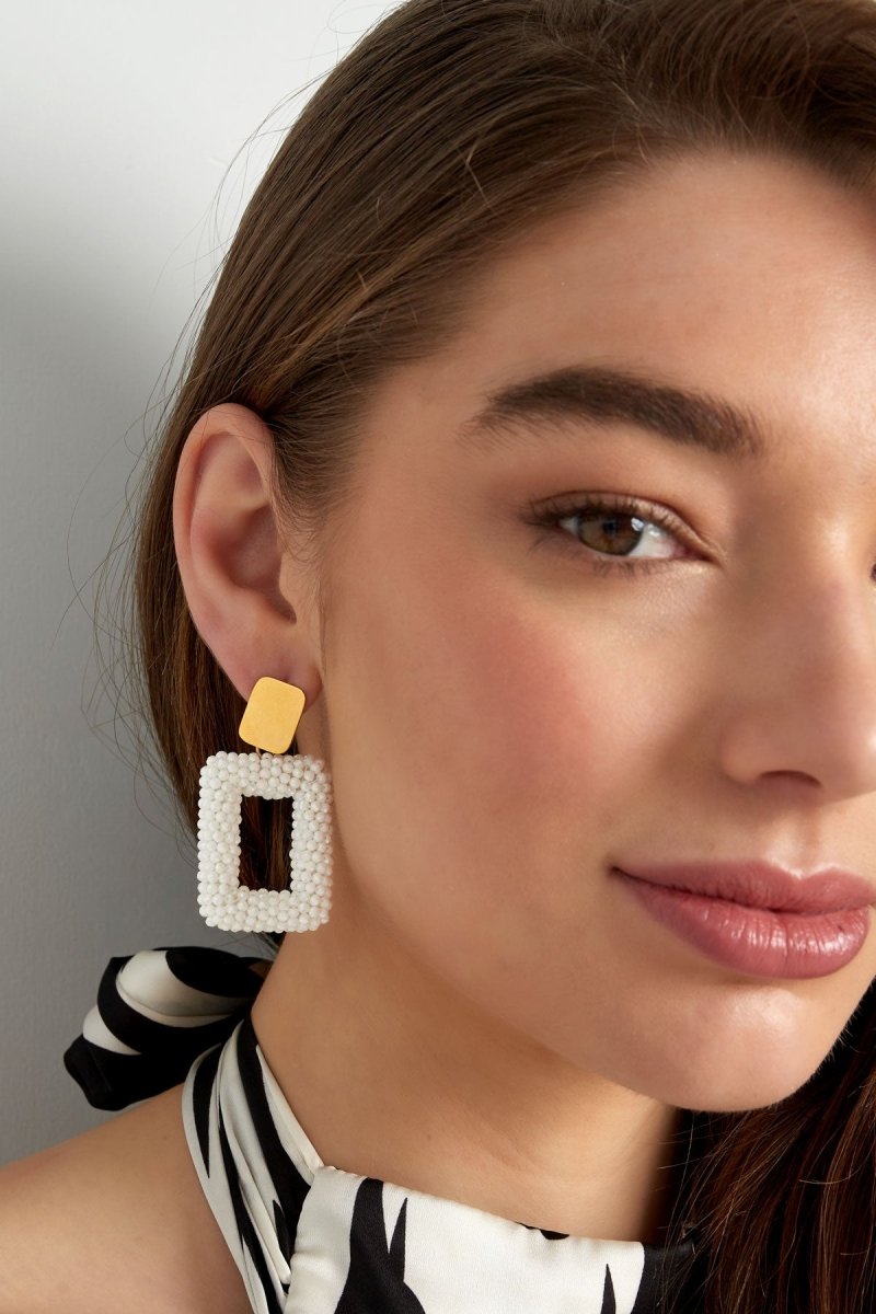 Rectangular Statement Oorbellen White