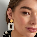 Rectangular Statement Oorbellen White