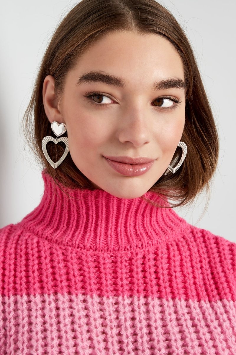 Double Hearts Oorbellen Goudkleurig