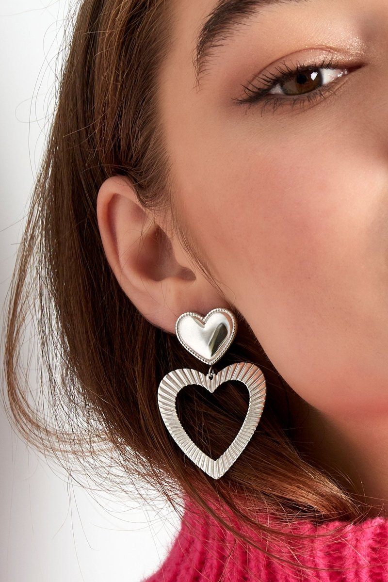Double Hearts Oorbellen Goudkleurig