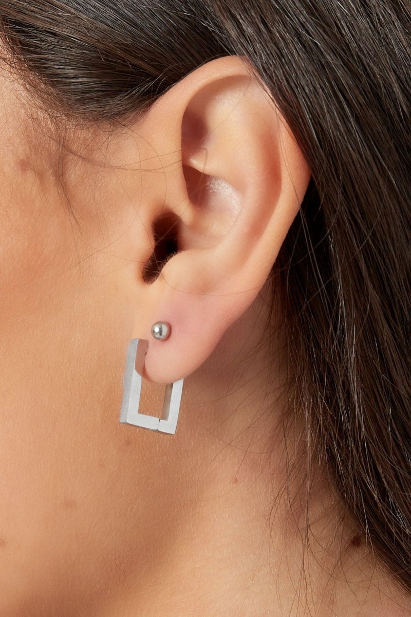 Basic Rectangle Small Oorbellen Zilverkleurig
