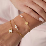 Flower with Pearls Armband Goudkleurig