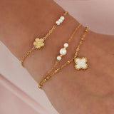 Flower with Pearls Armband Goudkleurig