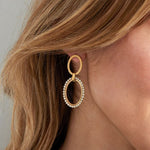 Oval Diamond Charm Oorbellen Goudkleurig