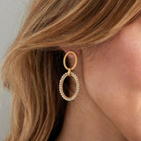 Oval Diamond Charm Oorbellen Goudkleurig