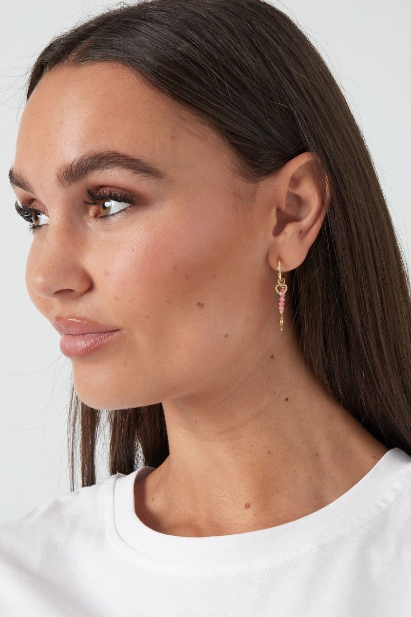 Love on Top Charm Oorbellen Roze/Goudkleurig