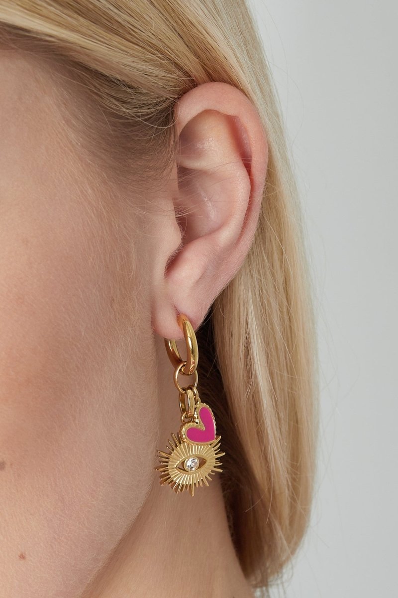 Eye See You Oorbellen Roze Goudkleurig
