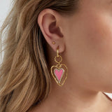 Pink Heart Lovers Oorbellen Goudkleurig
