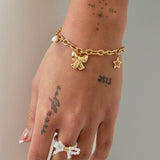 Charms with Bow Armband Zilverkleurig