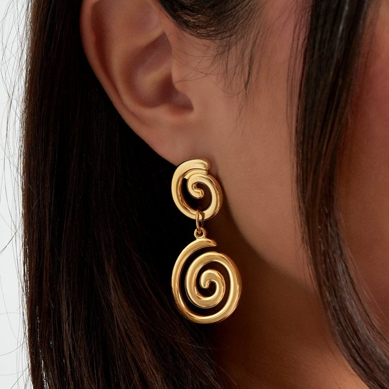 Swirly Wave Oorbellen Goudkleurig