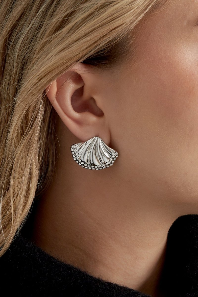 Shell Shimmer Oorbellen Zilverkleurig