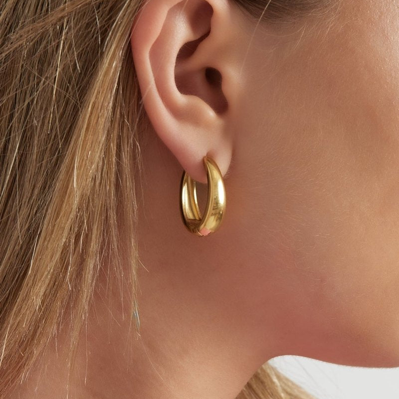 Hoepel Oorbellen voor Dames met Zirkonia, Hypoallergeen, Platina Hoepel Oorbellen voor Dames met Zirkonia, Hypoallergeen, Platina