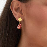 Festive Clover Oorbellen Roze Goudkleurig