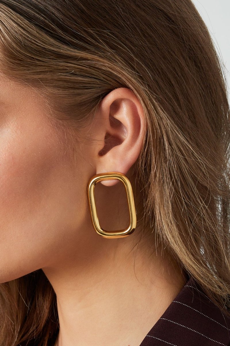 Statement Rectangle Oorbellen Goudkleurig