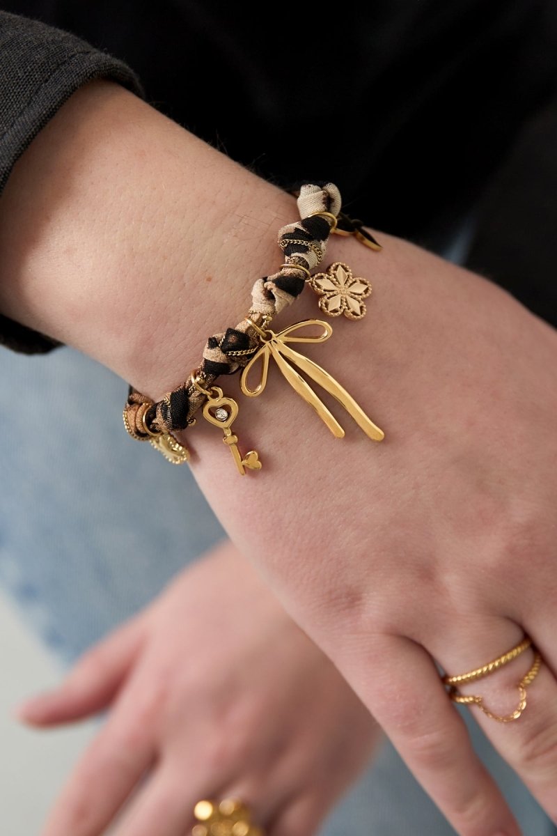 Leopard & Beads Armband Goudkleurig