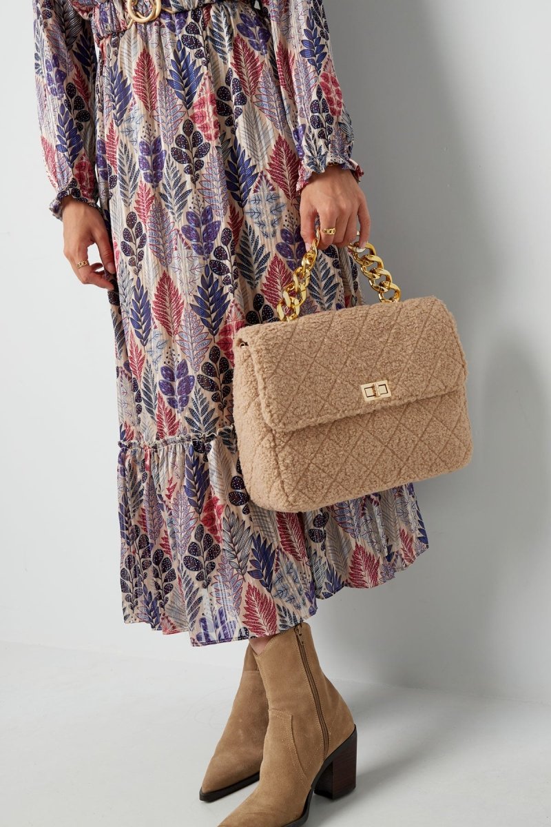 Teddy Flap Bag Chain Soft Brown