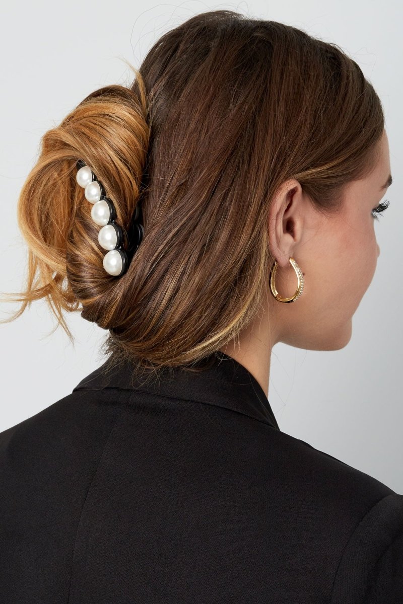 Haarclip Pearls Black