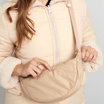 Half Moon Beige Cross Body Tas