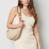 Beige Pouch Bag with Strap